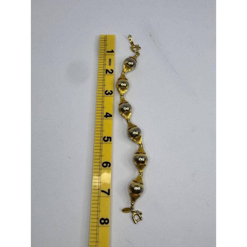 Paget Vintage Gold Tone Large Bead Statement Link Bracelet 80s 90s Y2K Retro - Picture 5 of 6